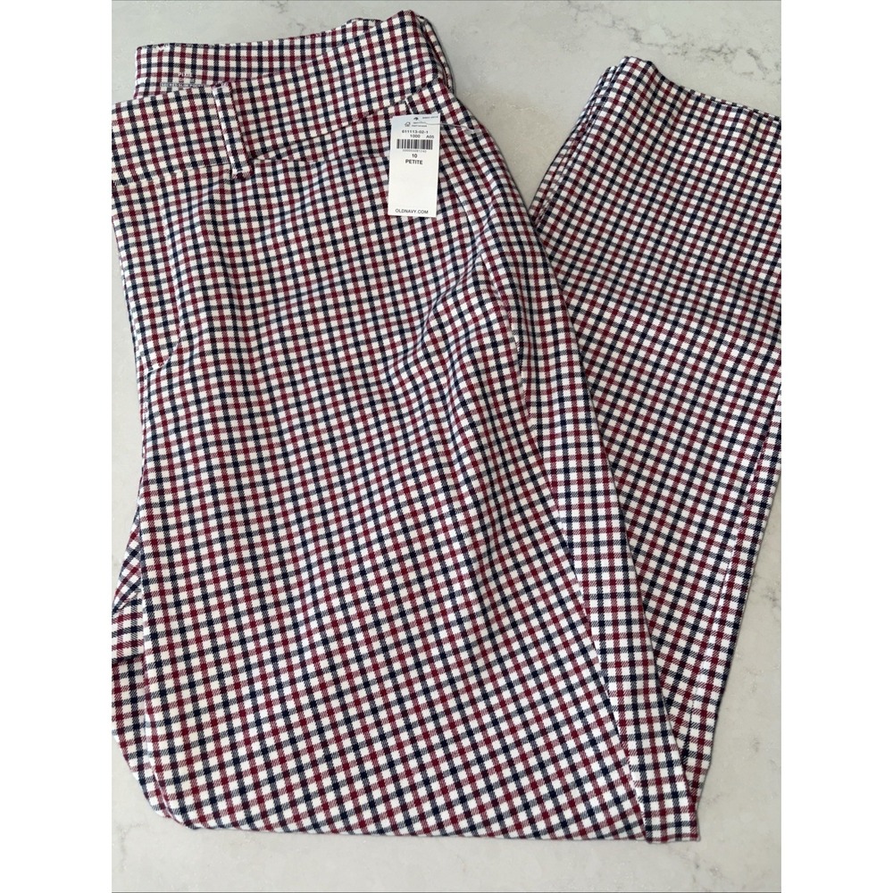 Old Navy Pants Womens 10P Pixie High Rise Secret Slim Checked Plaid USA July 4th